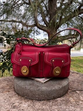 Y2K Coach Legacy Raspberry Red Turn-Lock Purse #13051